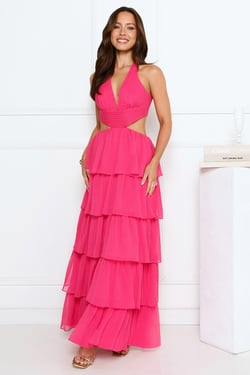 Cascading Romance Maxi Dress Pink