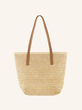 Woven Tapered Tote - Beige / One-Size