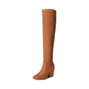 DREAM PAIRS Women   s Stretch Fit Pointed Toe Block Heel Boots