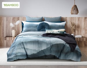 QE Home Horizons Duvet Cover, Cotton, Bamboo Cotton, Scenic, Green, King