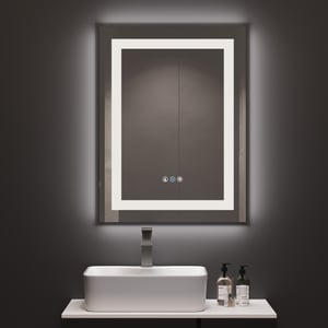 31.5" x 23.6" Touch Control Frameless Rectangle LED Bathroom Mirror with Anti-Fog & Bluetooth Speaker