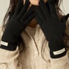 100% Wool Knit Gloves - Black / One Size