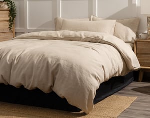 QE Home Signature Vintage Washed European Linen Duvet Cover in Natural, Beige, Queen