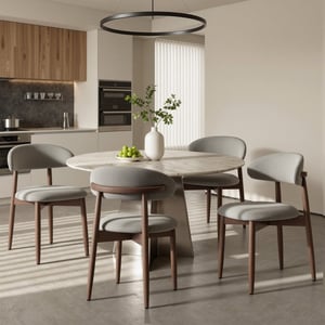 COLAMY NOYA Mid-Century Modern Upholstered Dining Chair - Gray / Set of 4 ($82/pc)