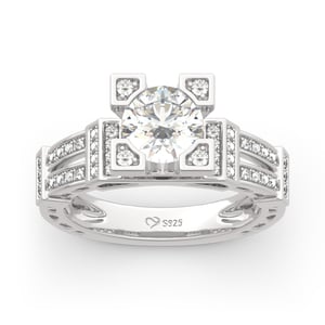 Jeulia Eiffel Tower Round Cut Sterling Silver Ring