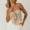 Sweet Berry Strapless Crop Top Beige