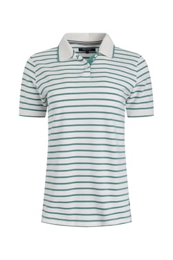Weird Fish Janely Organic Cotton Striped Pique Polo Mineral Blue Size 8