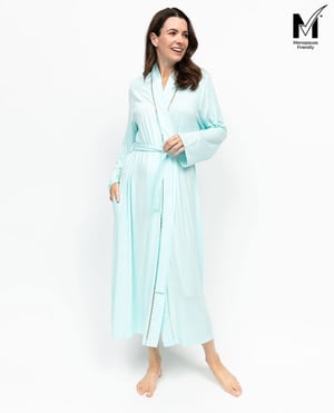 Juliette Womens Lace Detail Jersey Long Dressing Gown - 18
