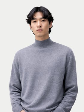 Timeless Mock Neck Cashmere Sweater - 2XL / dim gray / MK0315-1300