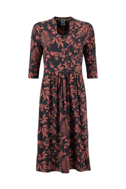 Weird Fish Isolde Printed Jersey Midi Dress Bitter Chocolate Size 12