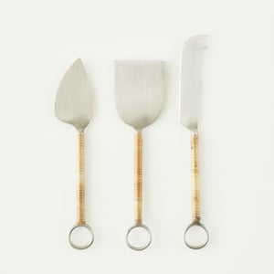 Plovd Cheese Knife Set with Rattan Handles (3 Piece)