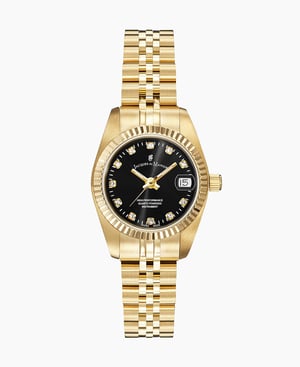 Inspiration Elegance 26MM Three-hands Date Gold-tone Black dial Stainless steel swiss watch - 26 mm