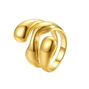 Sculptural Wavy Ring Gold Stainless Steel