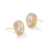 Bella Stud Earrings Gold White Cz