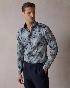 Teal Tropical Flora Shirt