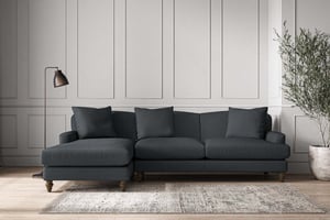 nkuku Deni Large Left Hand Chaise Sofa | Make To Order | Recycled Cotton Mercury | No Colour