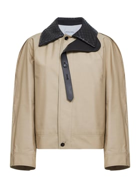 BOTTEGA VENETA | Sahara cotton jacket with leather collar | Women | 40