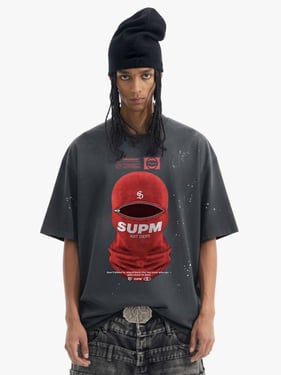 Red Balaclava Graphic T-Shirt - Black / 2XL