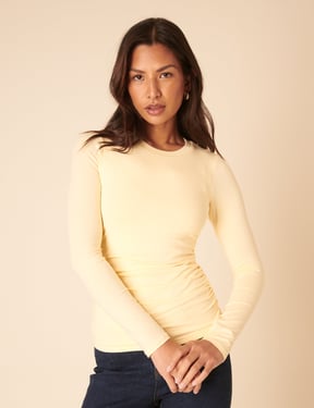 Butter Yellow Crew Neck Long Sleeve Top