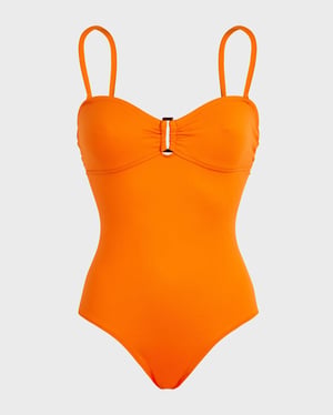 Vilebrequin - Women Bandeau One-piece Swimsuit Solid - Swimwear - Lucette - Orange - Size XL