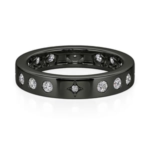 Jeulia Black Celestial Star Men's Ring Sterling Silver