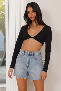 Smiling Days Crop Top Black