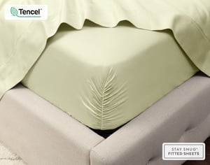 QE Home 500TC Eucalyptus Luxe TENCEL™ Lyocell Sheet Set Fitted Sheet in Springhill, Green, Queen