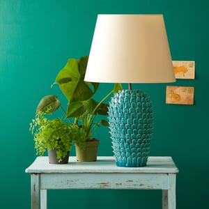 Regular Stucco table lamp in turquoise ceramic