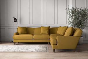 nkuku Deni Large Corner Sofa | Make To Order | Recycled Cotton Ochre | No Colour