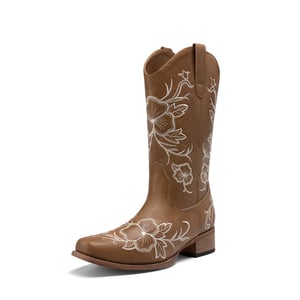 DREAM PAIRS Classic Comfy Square Toe Mid Calf Cowboy Boots