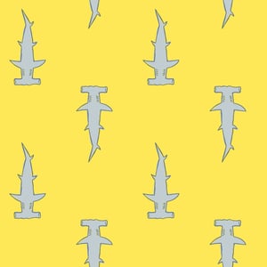 Hammerheads' Wallpaper by Tea Collection - Yellow - Traditional / 27 in. x 27 ft.