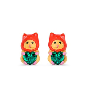 Jeulia Hug Me "Naughty" Hamster Enamel Sterling Silver Earrings