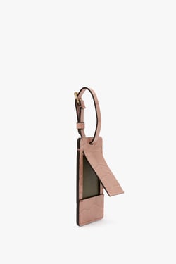 Victoria Beckham Luggage Tag In Blush Pink Croc Embossed Leather - ONE SIZE - Womens