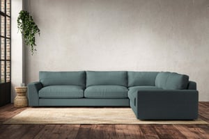 nkuku Guddu Right Hand Corner Sofa | Make To Order | Grand | Recycled Cotton Airforce