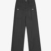 Striped Textured Reverse Pocket Pants - Dark Gray / L