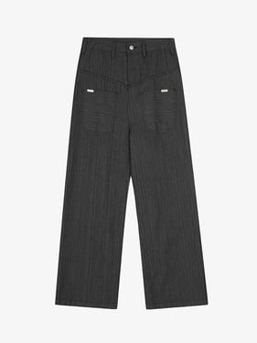Striped Textured Reverse Pocket Pants - Dark Gray / 2XL