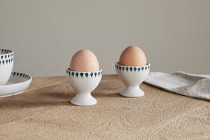 nkuku Juniper Drop Egg Cups Set Of 2 | Kitchen & Dining Accessories | Cream/Juniper