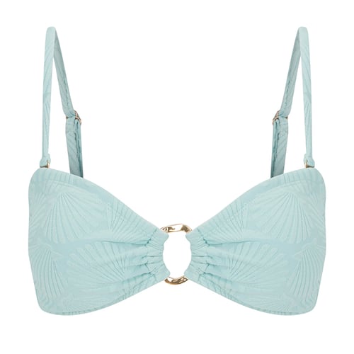 Bandeau Bikini Top-Embossed Mint Shells