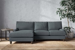 nkuku Marri Large Left Hand Chaise Sofa | Make To Order | Brera Linen Dusk | No Colour