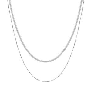 Delicate Layered Necklace Snake Chain Silver
