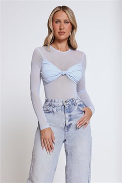 Self Love Club Long Sleeve Bodysuit Blue