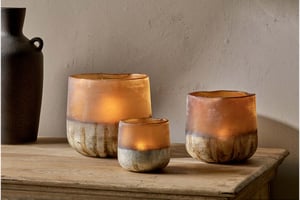nkuku Ngolo Tealight Holder | Candles Holders & Lanterns | Large | Amber