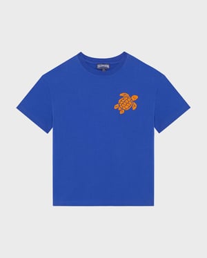 Vilebrequin - Boys Organic Cotton T-shirt Embroidered Turtle - Tee Shirt - Gabin - Blue - Size 6