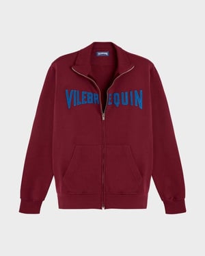 Vilebrequin - Men Full Zip Sweatshirt Embroidered Velvet Logo - Sweater - Roux - Red - Size XXL
