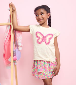 Girls Glowing Butterfly Tie Front T-Shirt