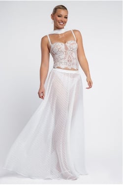 Goddiva Polka Dobby Chiffon A-Line Maxi Skirt