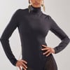 AKIRA Out Mock Neck Open Back Bodysuit | Black | Size Medium