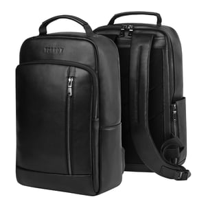 Leather Backpack (with adjustable shoulder strap) - Black