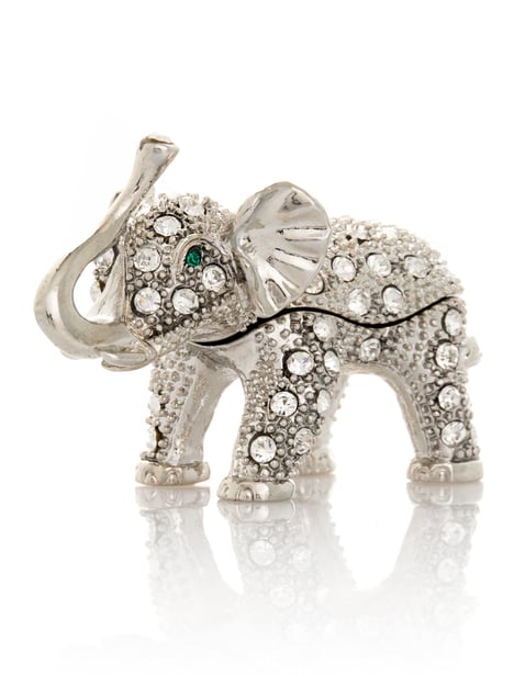 Silver Elephant with Green Eyes