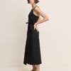 Black Square Neck Wrap Kourtney Midi Dress